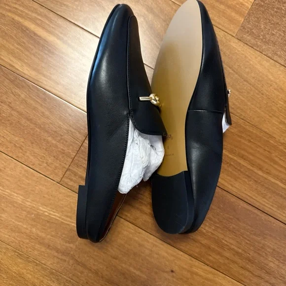 Black Leather Loafers with Gold Accent - Picture 3 of 3